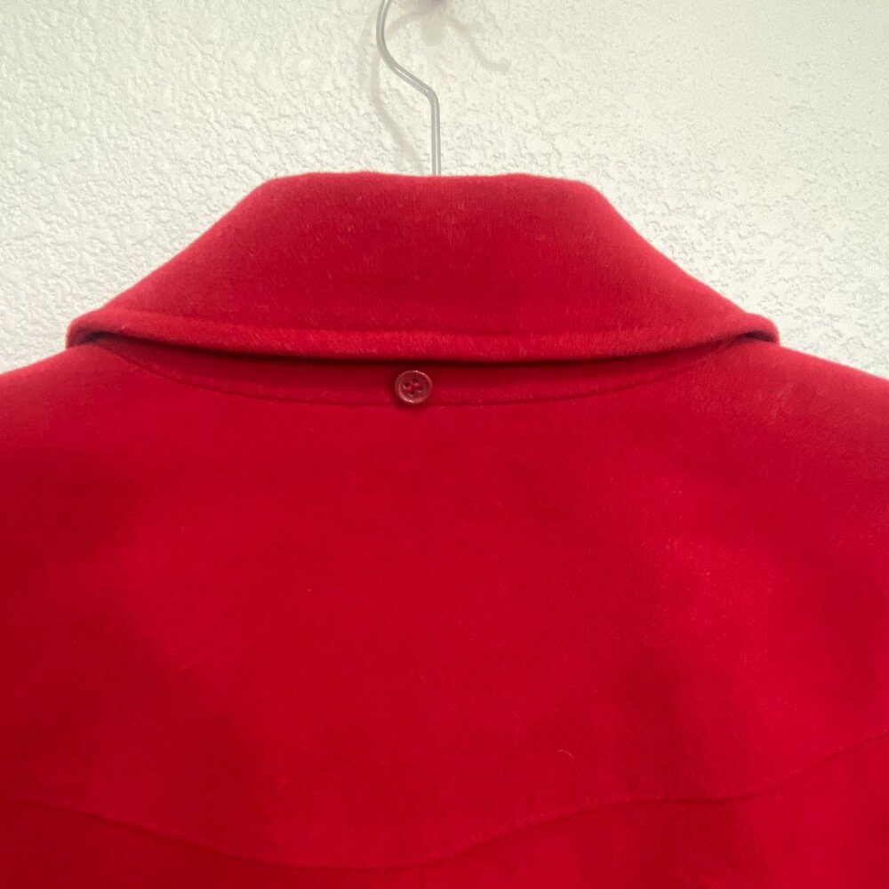 Style & Co Red Wool Blend Toggle Coat Faux Fur Hood XL - Picture 7 of 16